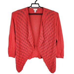 Womens Red Chicos Open-Front Cardigan knit Sweater Long Sleeve Size 1